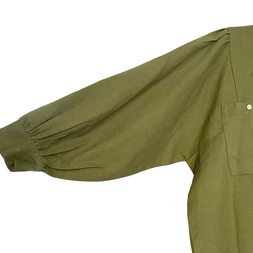 NEW Topshop Olive Green Oversized Relaxed Fit Button Up Canvas Shirt Shacket 10 - Picture 9 of 11